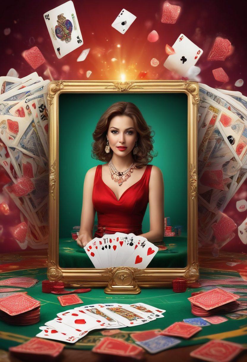 A dynamic scene of diverse players intensely focused on their online rummy game, surrounded by vibrant playing cards fluttering in the air. Include elements of excitement like trophies and digital screens displaying scores, with hearts and symbols representing love for the game. Aim for a warm, inviting atmosphere that captures the passion and competition of rummy tournaments. super-realistic. vibrant colors. 3D.
